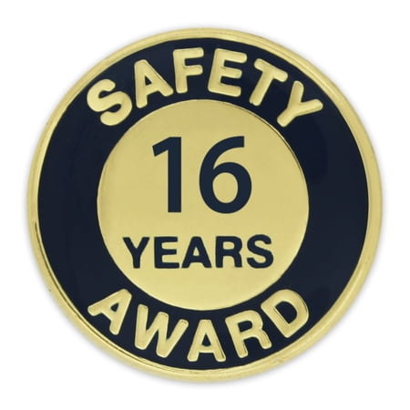 PinMart's Gold and Navy 16 Year Safety Award Enamel Lapel Pin