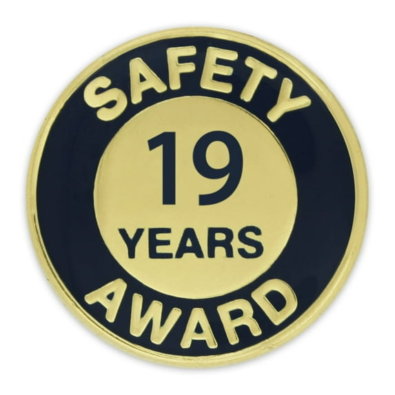 PinMart's Gold and Navy 19 Year Safety Award Enamel Lapel Pin