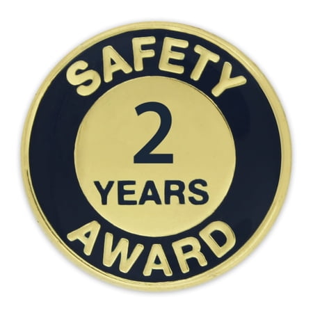 PinMart's Gold and Navy 2 Year Safety Award Enamel Lapel Pin