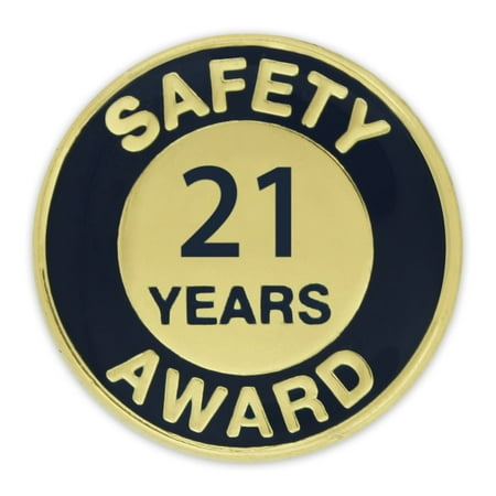 PinMart's Gold and Navy 21 Year Safety Award Enamel Lapel Pin