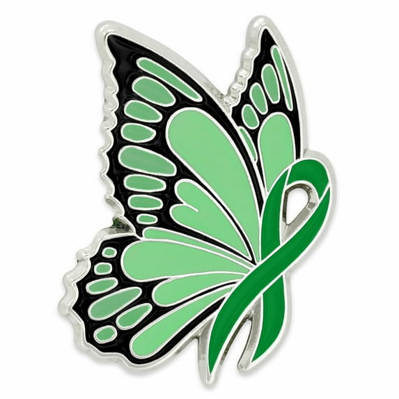 PinMart's Green Ribbon Butterfly Pin -Unisex Awareness Ribbon Enamel Pin for Adults and Teens
