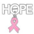 Pink Rinbon PinMart's Hope with Pink Breast Cancer Awareness Ribbon Charm Enamel ...