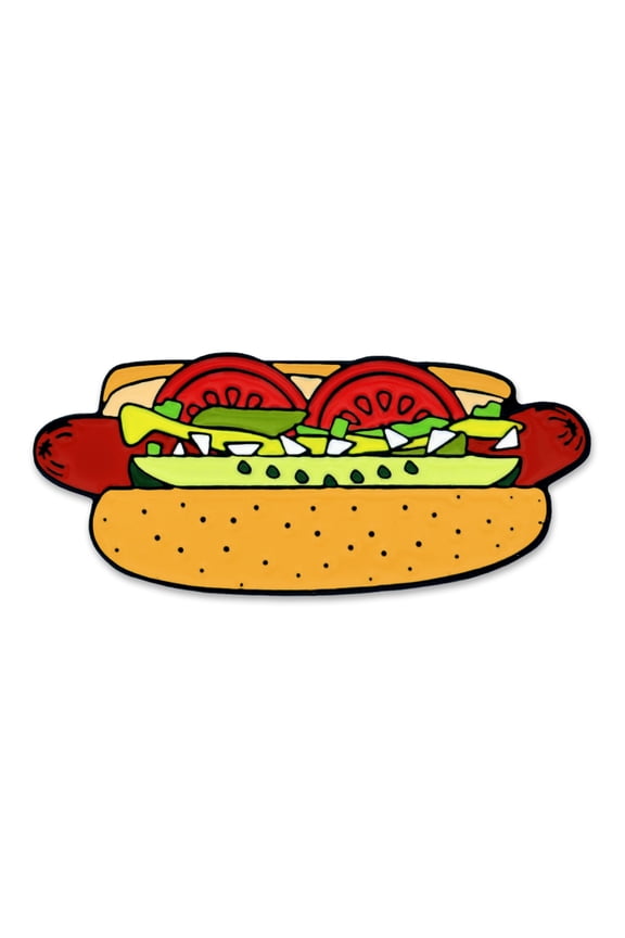 's Hot Dog Chicago Style Food Cool Enamel Lapel Pin
