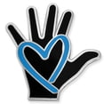 thumbnail image 1 of PinMart's Human Traffic Awareness Blue Heart & Hand Enamel Lapel Pin, 1 of 3