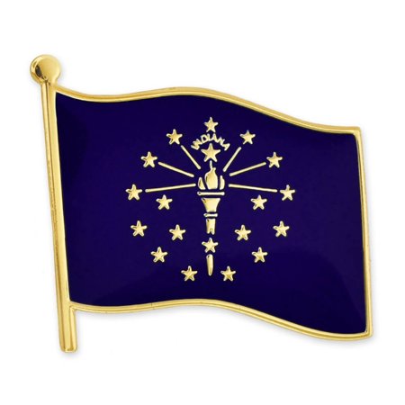 PinMart's Indiana US State Flag IN Enamel Lapel Button Pin