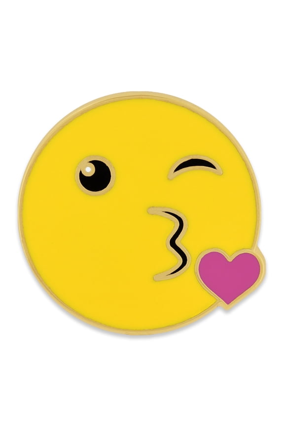 's Kiss Face Winking with Heart Enamel Lapel Pin