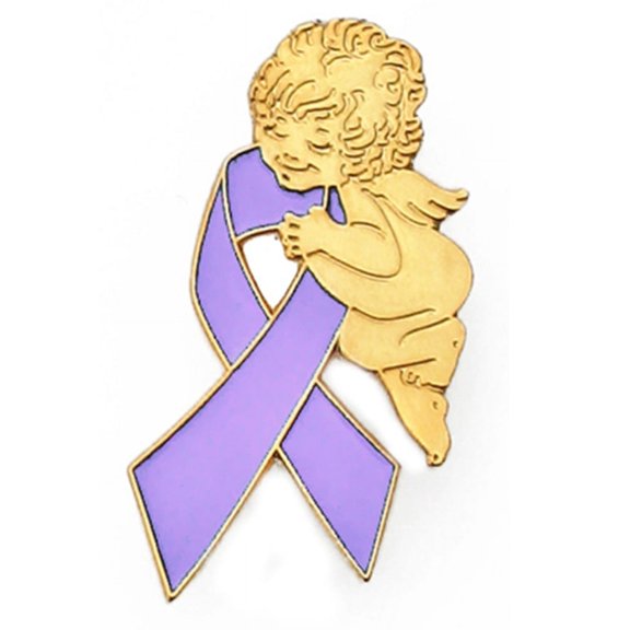 PinMart's Lavendar Awareness Ribbon Religious Spiritual Angel Enamel Lapel Pin
