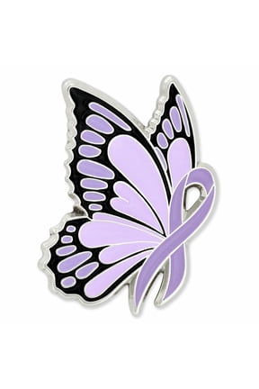 's Lavender Ribbon Butterfly Pin - Awareness Ribbon Enamel Pin