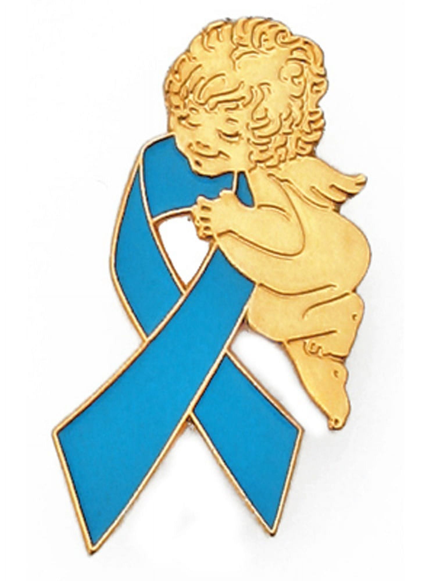 Light Blue Ribbon with Stone Pin | Light Blue | Diabetes Awareness Pins by PinMart