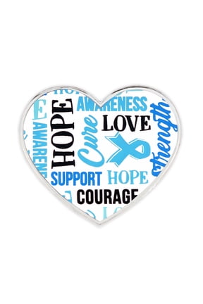 's Light Blue Heart with Words Prostate Awareness Hope Enamel Lapel Pin