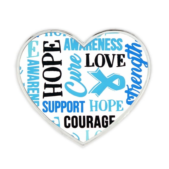 PinMart's Light Blue Heart with Words Prostate Awareness Hope Enamel Lapel Pin