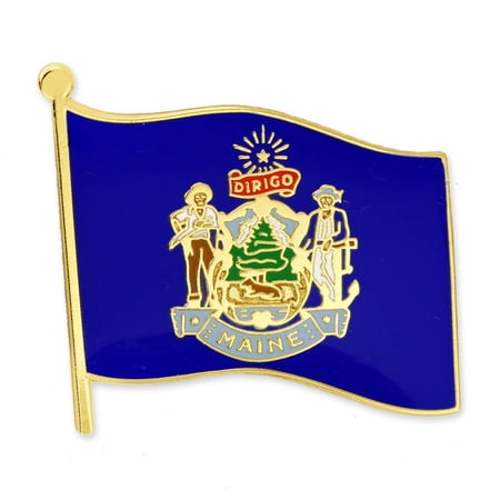PinMart Enamel Maine US State Flag ME Button Pin - 5 Pack