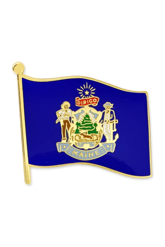 Maine US State Flag ME Enamel Lapel Button Pin