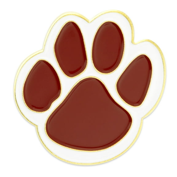PinMart's Maroon and White Animal Paw Print School Mascot Enamel Lapel Pin