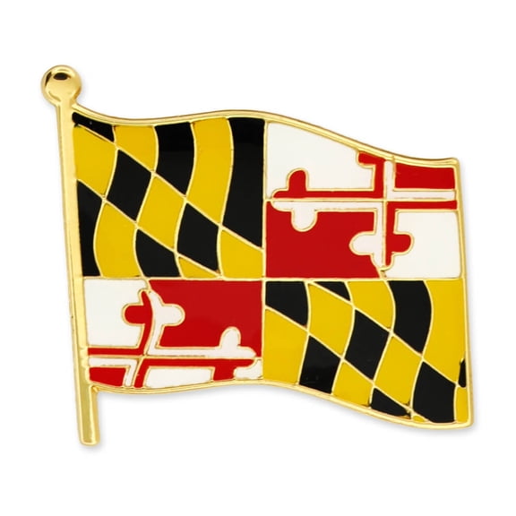 PinMart's Maryland US State Flag MD Enamel Lapel Button Pins - 5 Pack