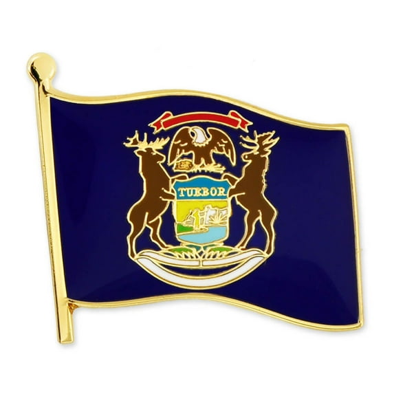 PinMart's Michigan US State Flag MI Enamel Lapel Button Pin