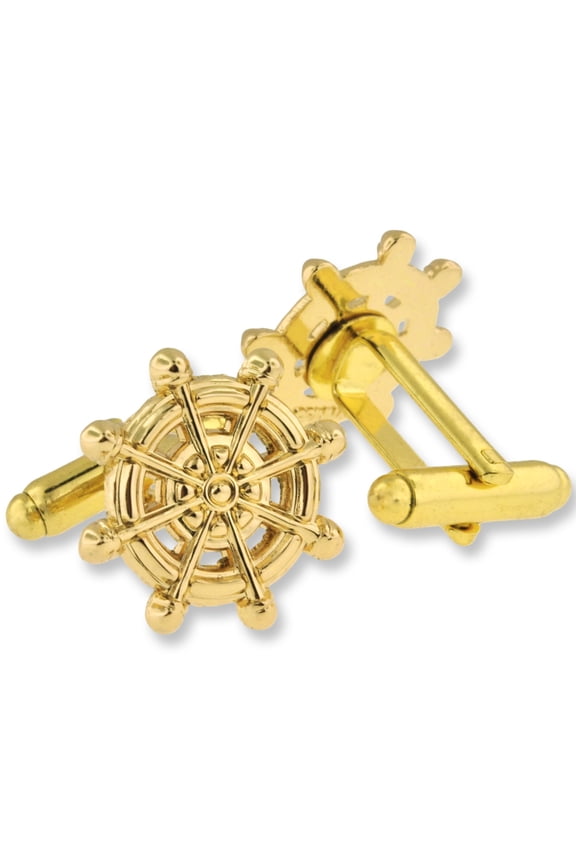 's Nautical Captain Wheel Cufflink Set