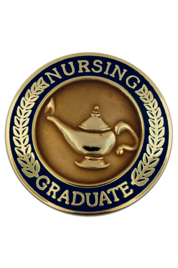 's Navy Blue Lamp of Knowledge Nursing Graduate Enamel Lapel Pin