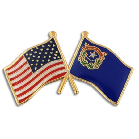 PinMart's Nevada and USA Crossed Friendship Flag Enamel Lapel Pin