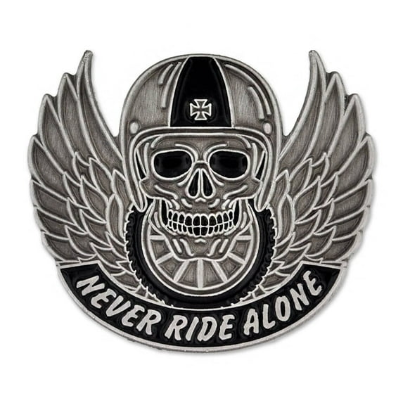 PinMart's Never Ride Alone Biker Jacket Motorcycle Vest Enamel Lapel Pin