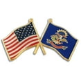 thumbnail image 1 of PinMart's North Dakota and USA Crossed Friendship Flag Enamel Lapel Pin, 1 of 2