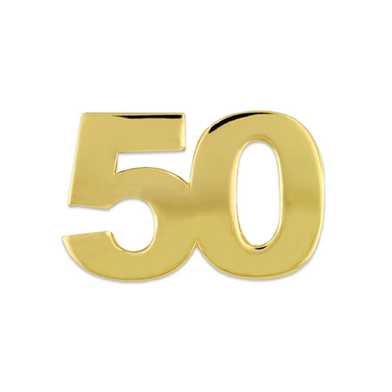 PinMart's Number Fifty 50 Anniversary 50th Birthday Shiny Gold Lapel Pin