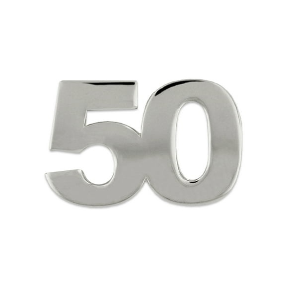 PinMart's Number Fifty 50 Anniversary 50th Birthday Shiny Silver Lapel Pin