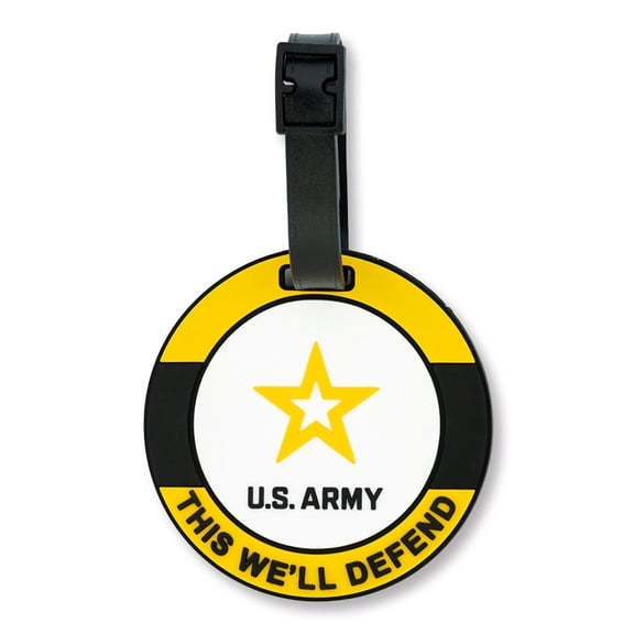 PinMart's Officially Licensed U.S. Army PVC Luggage Tag  3" Round Travel ID Tag with Adjustable Strap