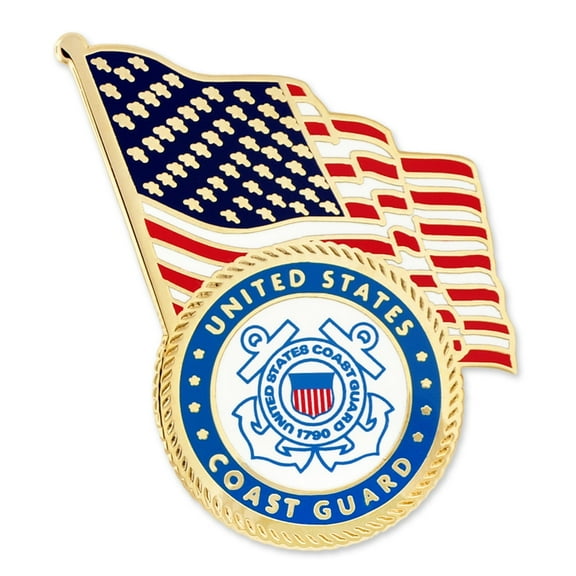 PinMart's Officially Licensed U.S. Coast Guard Emblem & USA Flag Pin