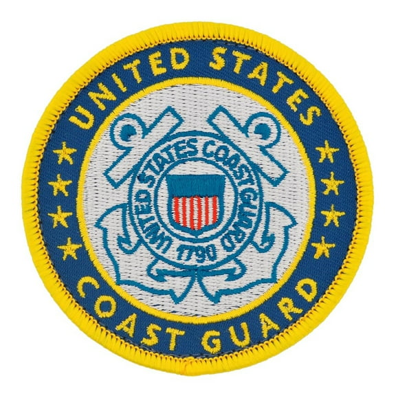 PinMart's Officially Licensed U.S. Coast Guard Round Logo Embroidered Patch Iron On - 5 Pack