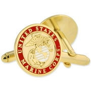 PinMart's Officially Licensed U.S.M.C. Cufflinks - Gold Plated Military Cufflinks for Men