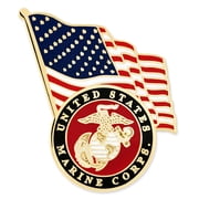 PinMarts Officially Licensed U.S.M.C. Emblem & USA Flag Pin
