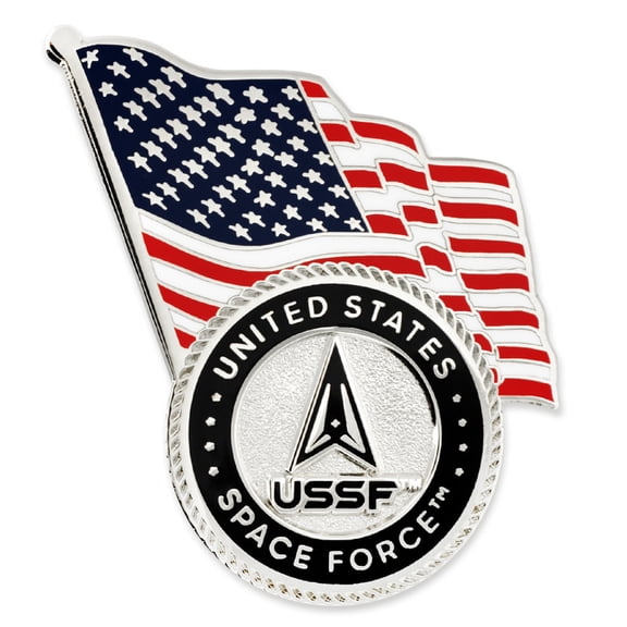 PinMart's Officially Licensed U.S. Space Force Emblem and USA Flag Pin