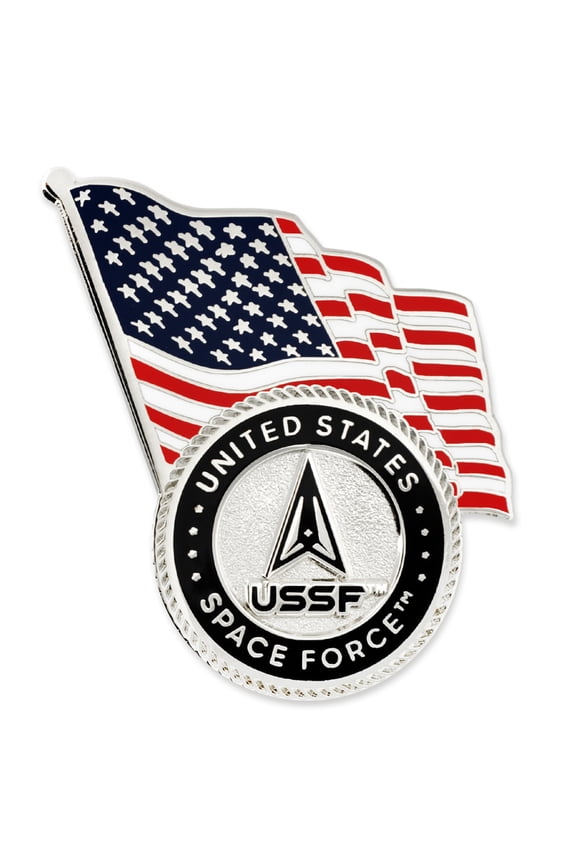 's Officially Licensed U.S. Space Force Emblem and USA Flag Pin