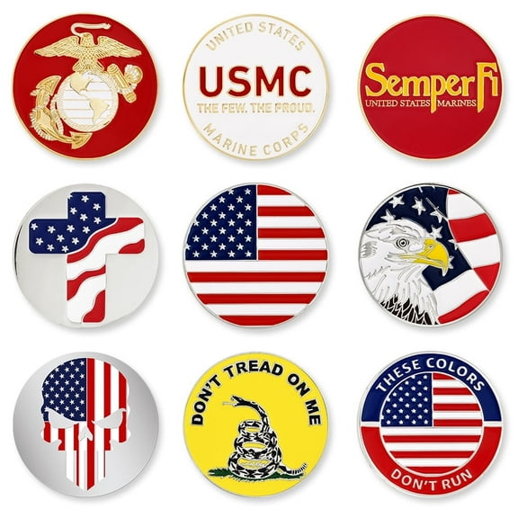 PinMart's Officially Licensed USMC Golf Ball Markers - 9 Pack - Magnetic
