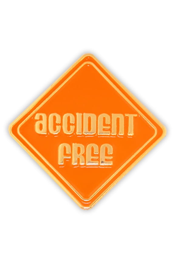 's Orange Accident Free Safety Sign Enamel lapel Pin