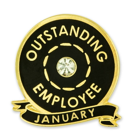 PinMart's Outstanding Employee of the Month January w/ Rhinestone Lapel Pin