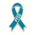 thumbnail image 1 of PinMart's PTSD Teal Awareness Ribbon Enamel Lapel Pin - 10 Pack, 1 of 4