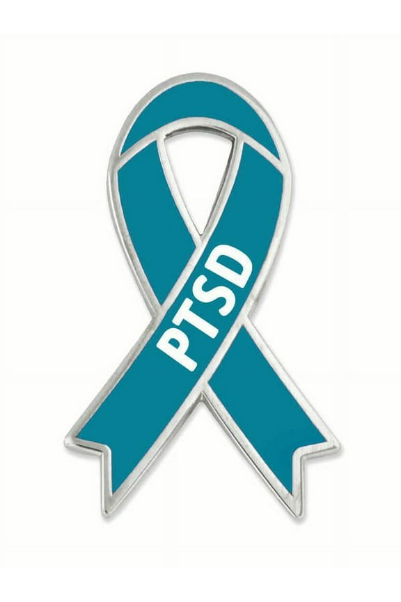 's PTSD Teal Awareness Ribbon Enamel Lapel Pin