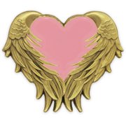 PinMart's Pink Jeweler's Metal Breast Cancer Awareness Angel Wings Button Pin, 1-Piece