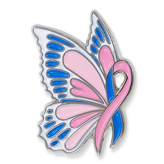 PinMart's Pink and Blue Ribbon Butterfly Pin - 25 Pack
