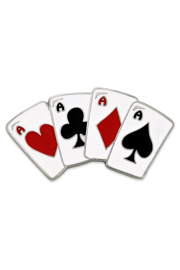 's Poker Playing Cards Aces Lapel Pin