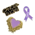 thumbnail image 1 of PinMart's Purple Cancer Awareness Heart Ribbon Enamel Lapel Pin Set, 1 of 6
