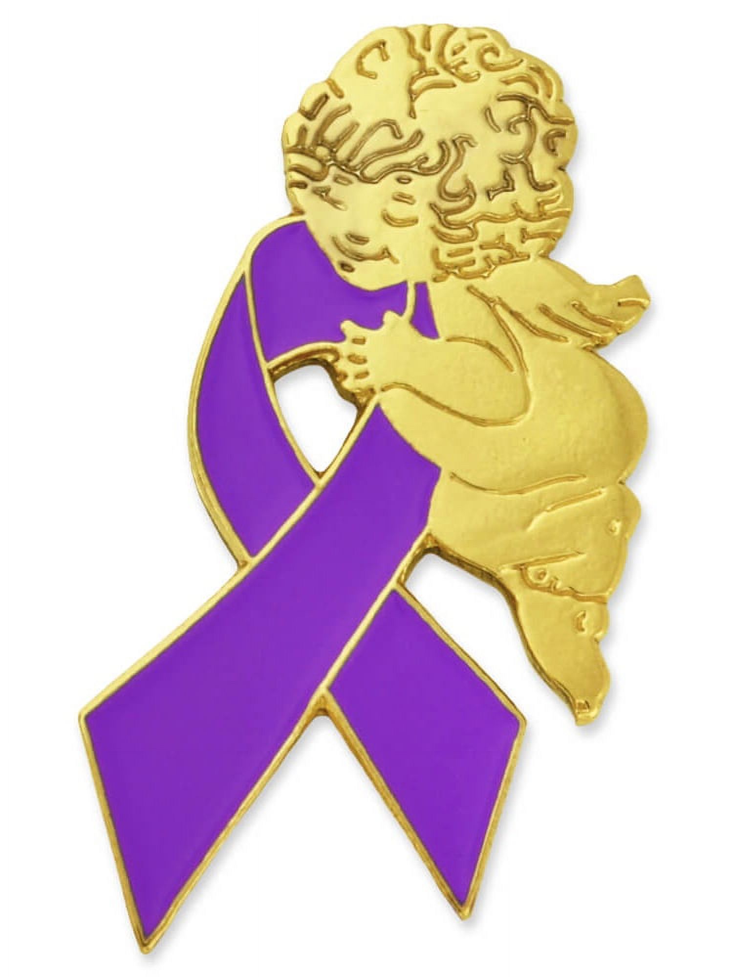 PinMart's Purple Domestic Violence Awareness Ribbon Angel Enamel Lapel ...
