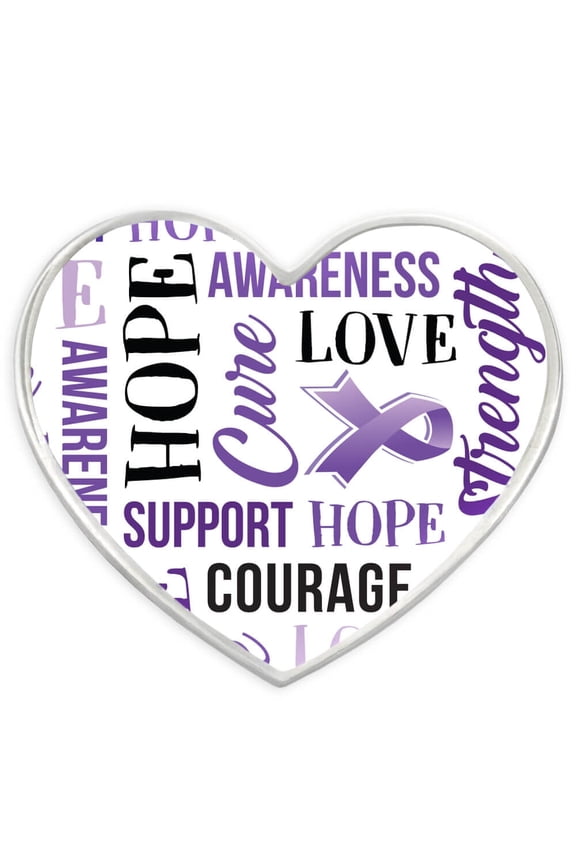 's Purple Heart w/ Words Domestic Violence Awareness Enamel Lapel Pin