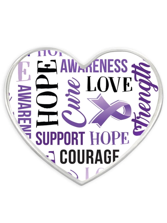 's Purple Heart w/ Words Domestic Violence Awareness Enamel Lapel Pin