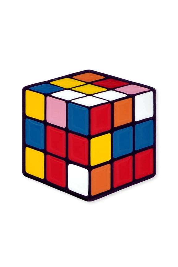's Puzzle Cube Enamel Pin – Retro Cube Lapel Accessory for Backpacks, Bags, Jackets, Lanyards – Cute Decorative Enamel Pins for Collectors, Gifts & Retro Fans