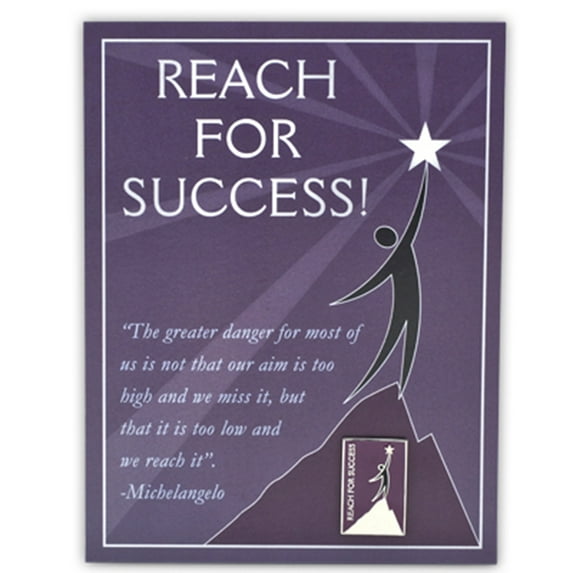 PinMart's Reach For Success Presentation Card and Lapel Pin - 25 PACK
