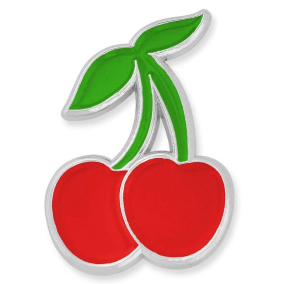 PinMart's Red Double Cherry Fruit Trendy Food Enamel Lapel Pin