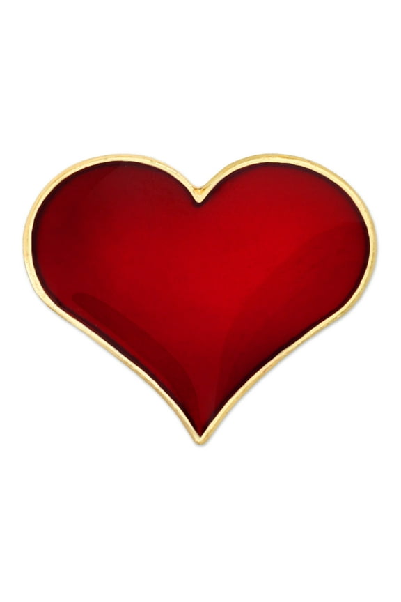 Red Heart Gold Plated Valentine's Day Enamel Lapel Pin 3/4"